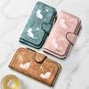 Long Wallet with Simple Silhouette Prints of Cats and Hearts, Multifunctional Portable Coin Purse with Clasp, Suitable for Daily Commuting,