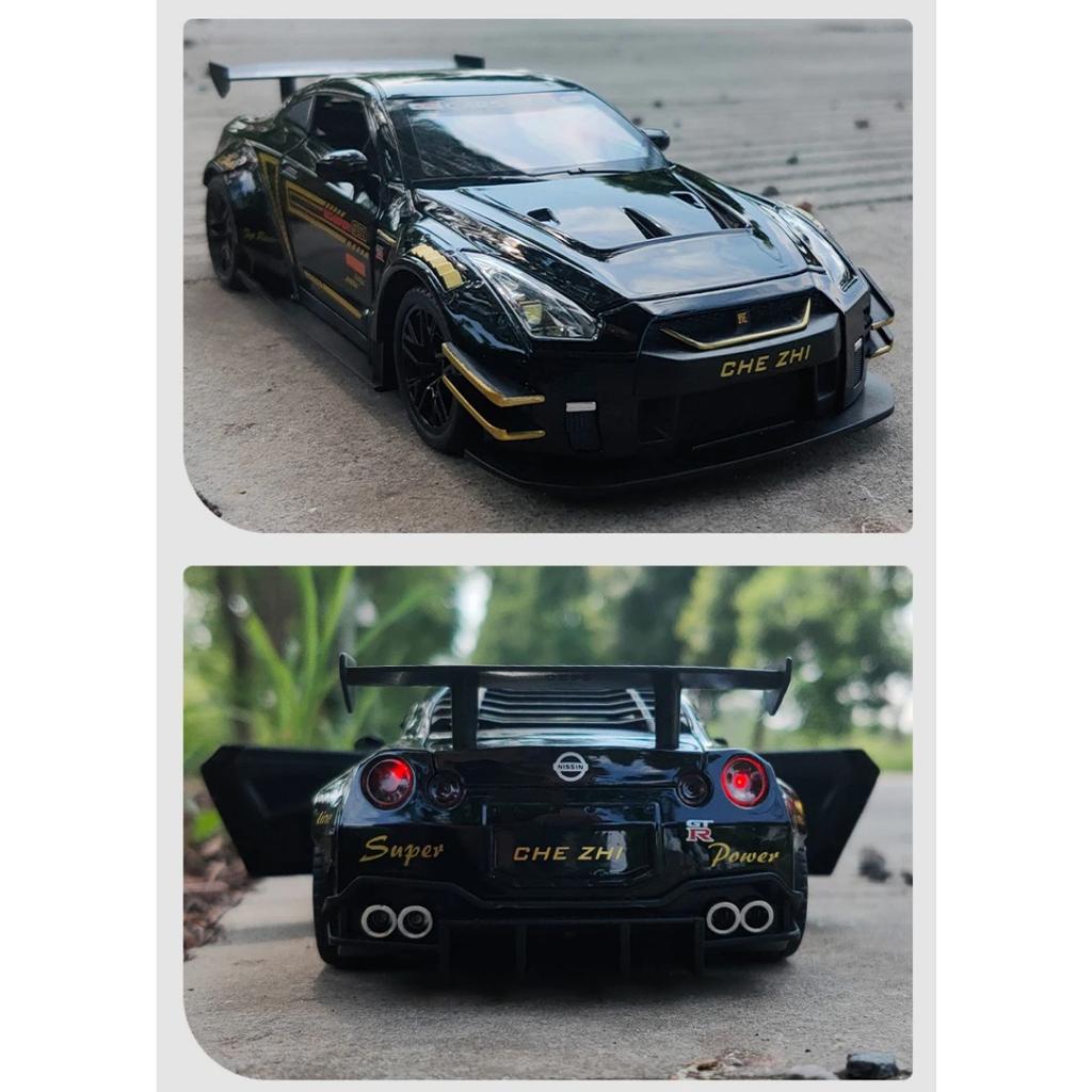 1/24 Skyline Ares Nissan GTR R34 R35 Legierung Sportwagen Modell Diecast Metall Rennwagen Modell Simulation Sound Licht Kinderspielzeug Geschenk