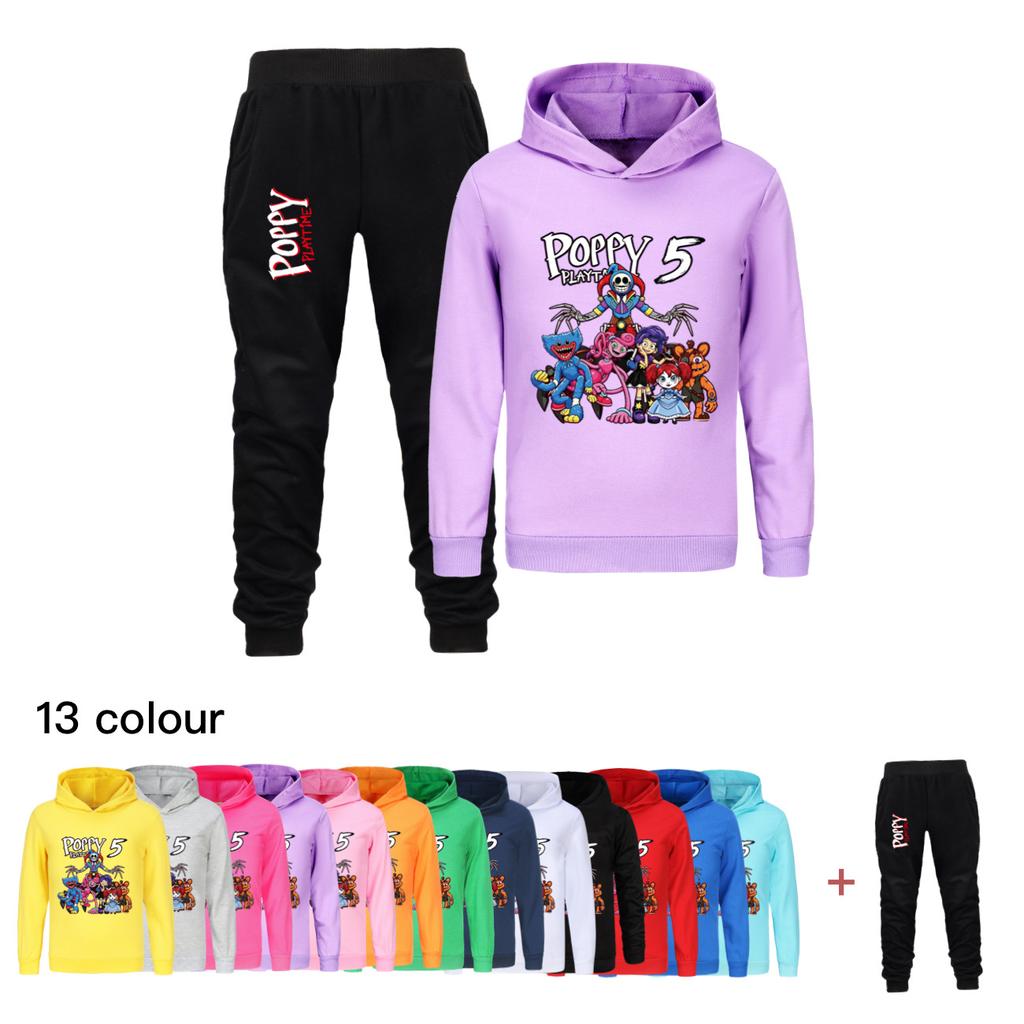 Poppy playtime children's hooded sweatshirt trousers casual sports suit 5707