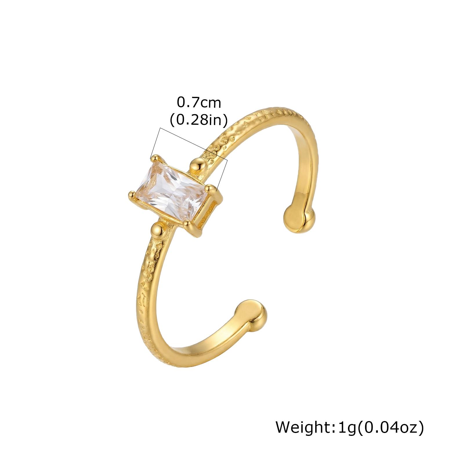 

Stainless Steel Square CZ Open Ring, Adjustable Minimalist Stackable Band, Hypoallergenic Wedding Party Gift Jewelry for Women