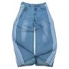 Pantaloni Jeans Uomo Vestibilità Rilassata Gamba Dritta Patchwork a Strisce Stile Vintage Pantaloni Casual