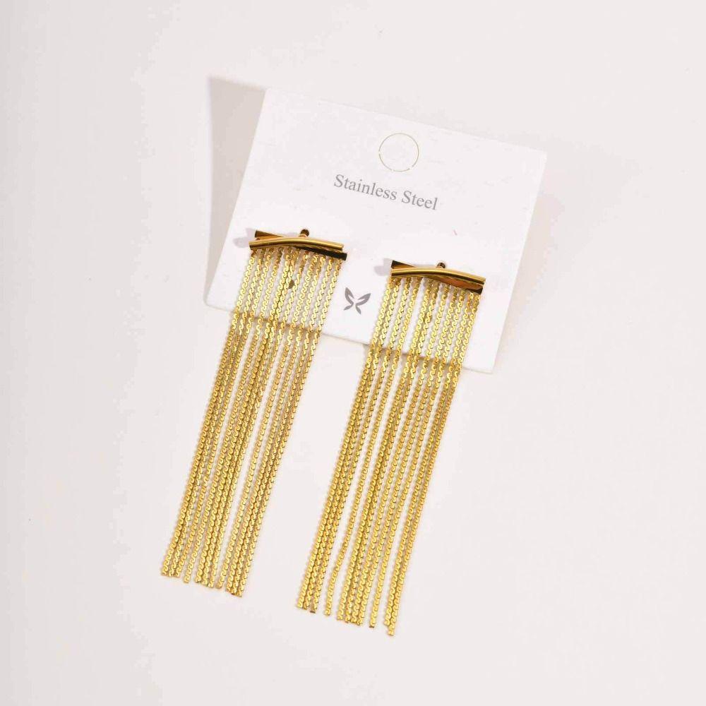 Gold Tassel Earrings Stainless Steel Waterfall Earrings Hypoallergenic Fringe Earrings  Prom Event