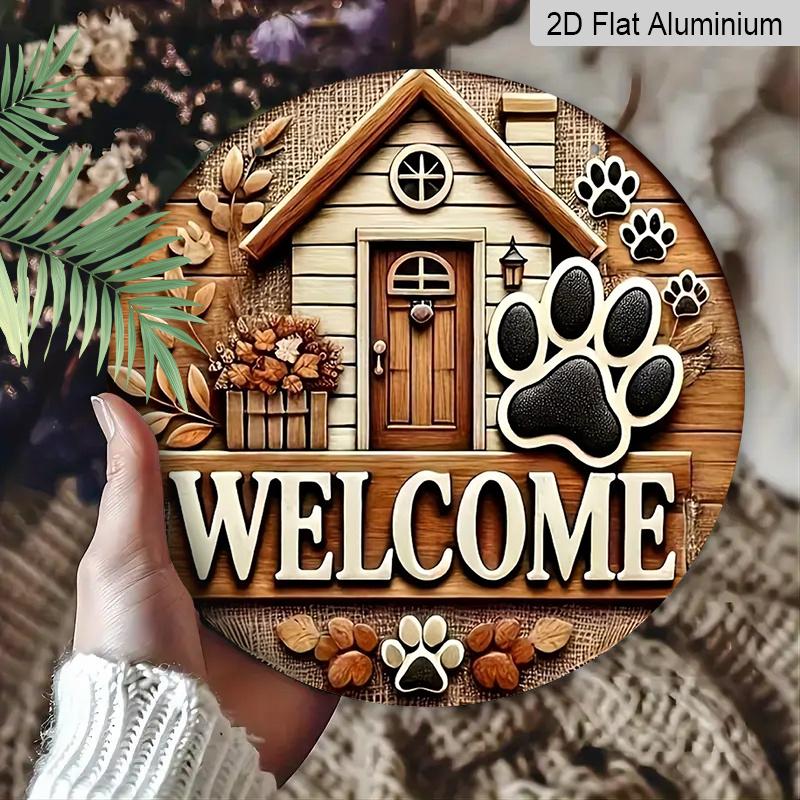 2D Flach 1 Stück Aluminium Dekorationsartikel Pfotenabdruck-Stil Wandbehang 7,87 Zoll × 7,87 Zoll Ideal für Gärten, Bauernhäuser, Straßen, Geschäfte, Bars