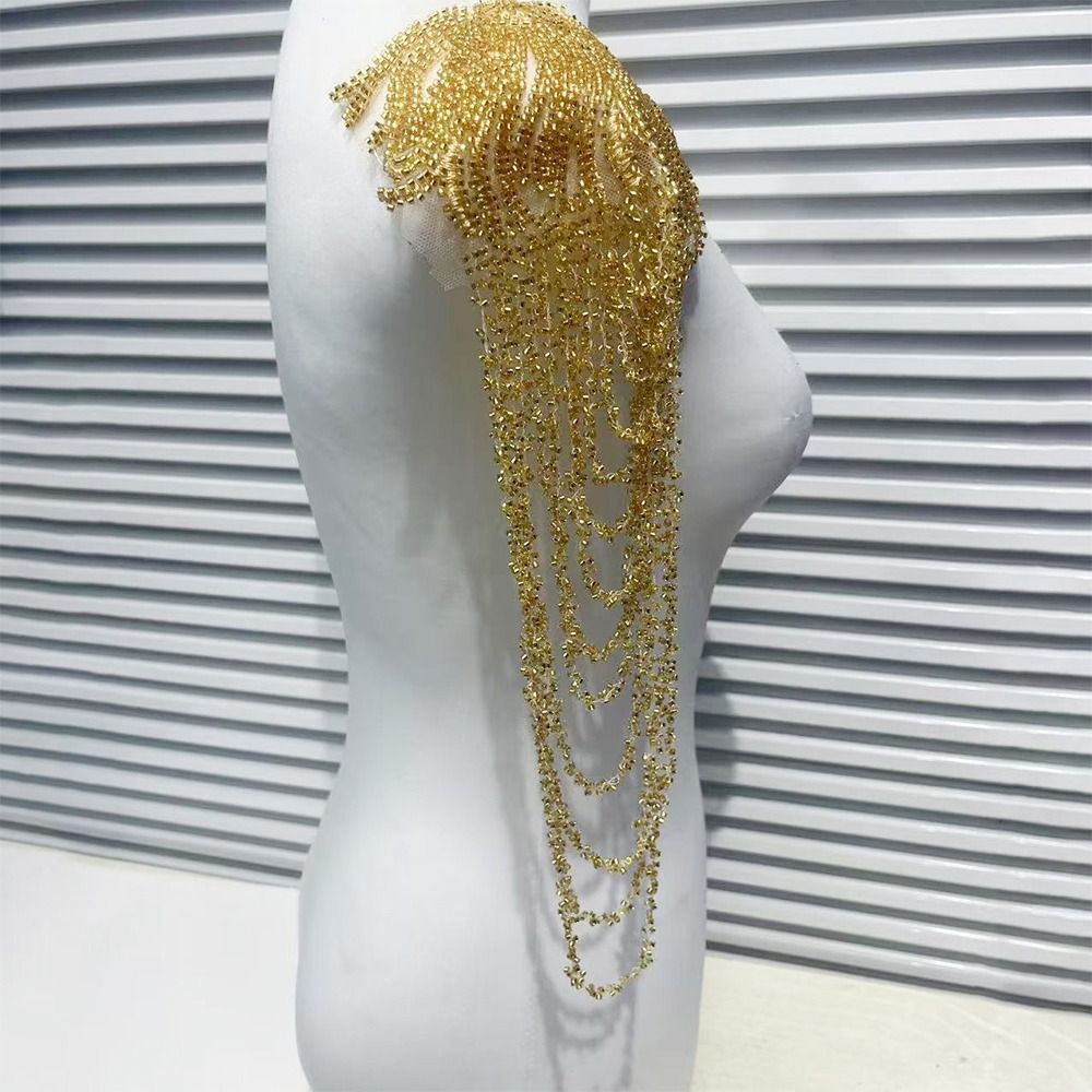 Třásně Design Křišťálové Korálky Záplata Odnímatelná Dekorace Těžký Průmysl Výšivka Třásně Aplikace Detail Křišťálových Korálků