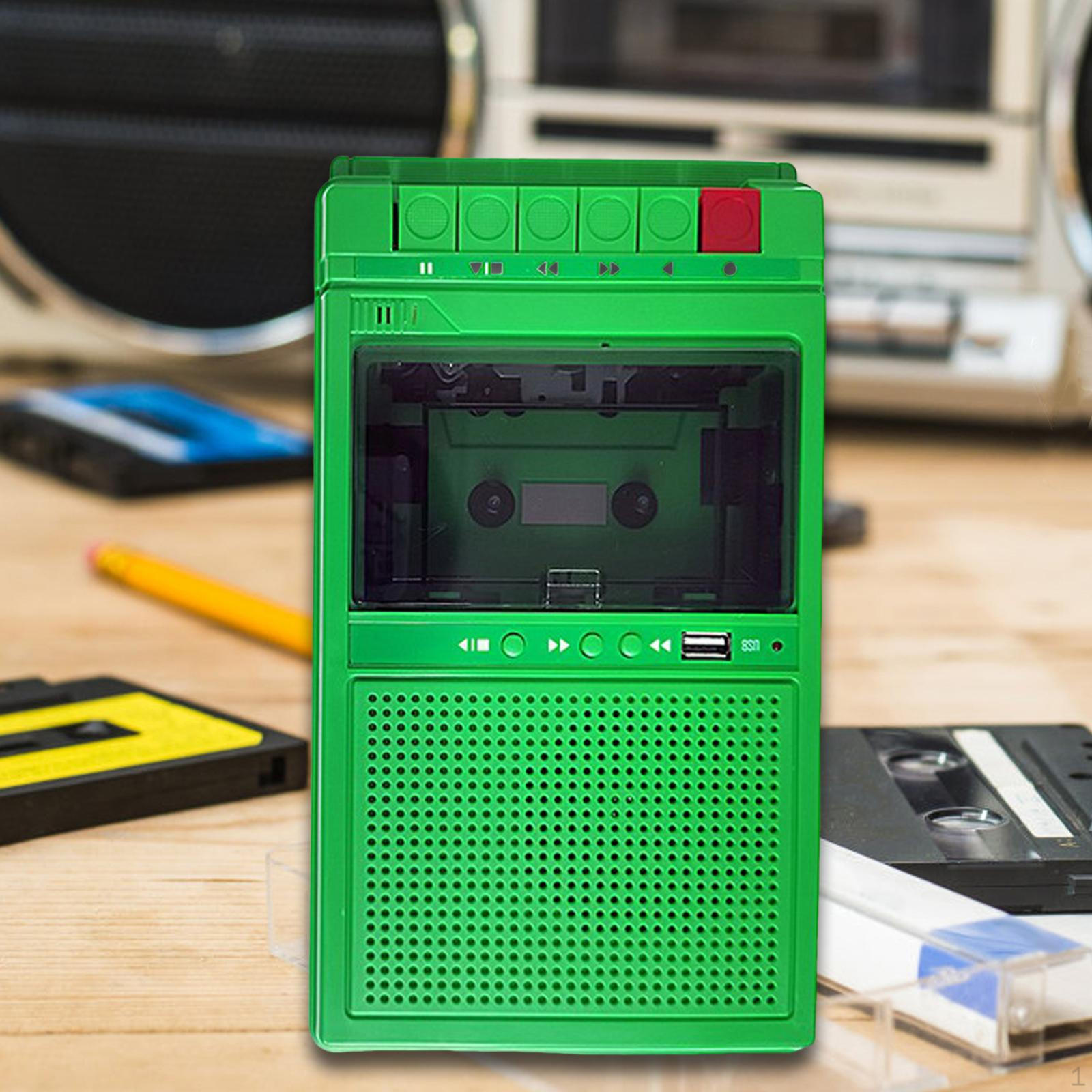 

Портативний касетний плеєр з USB, записуючий пристрій, регулятор гучності Чоловіки Жінки Дім зелений