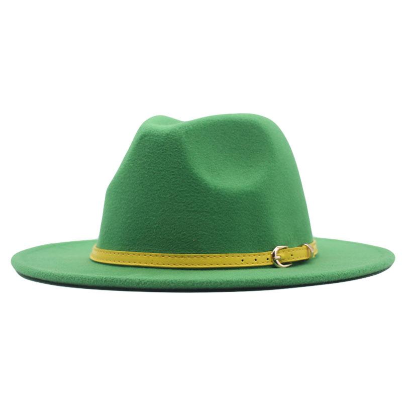 New spot European and American flat-brimmed felt jazz hat, British gentleman's retro woolen fashion felt hat