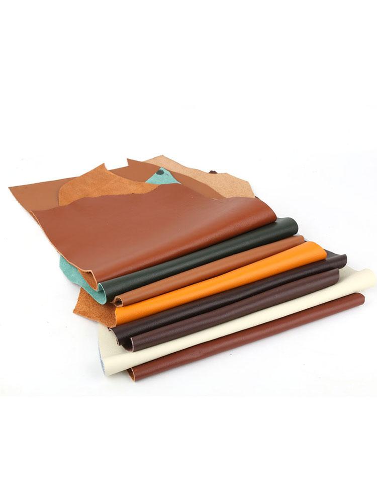 Colorful plain weave top layer cowhide leather material, genuine leather fabric with drop pattern of 1.2mm thick soft cowhide so