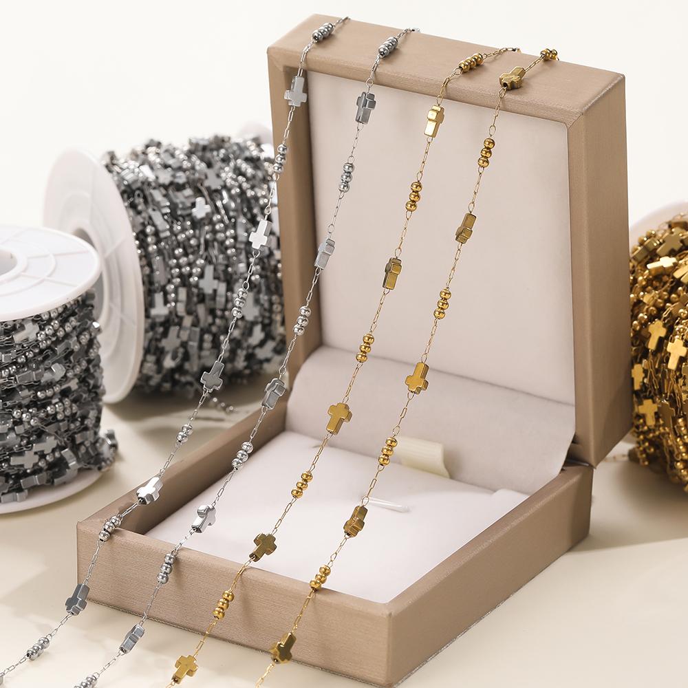 1meter/pack Stainless Steel Cross Chains for Jewelry Making DIY Women Men Necklace Bracelet Bulk Chain Accessories