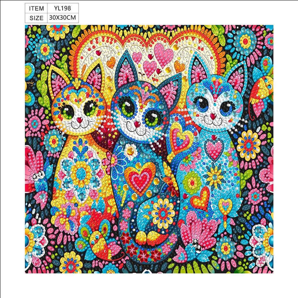 5D Special-Shaped Bright Diamond Painting Decorative Sticker, Handmade Diy Cat Children'S Painting Kit Cross-Border