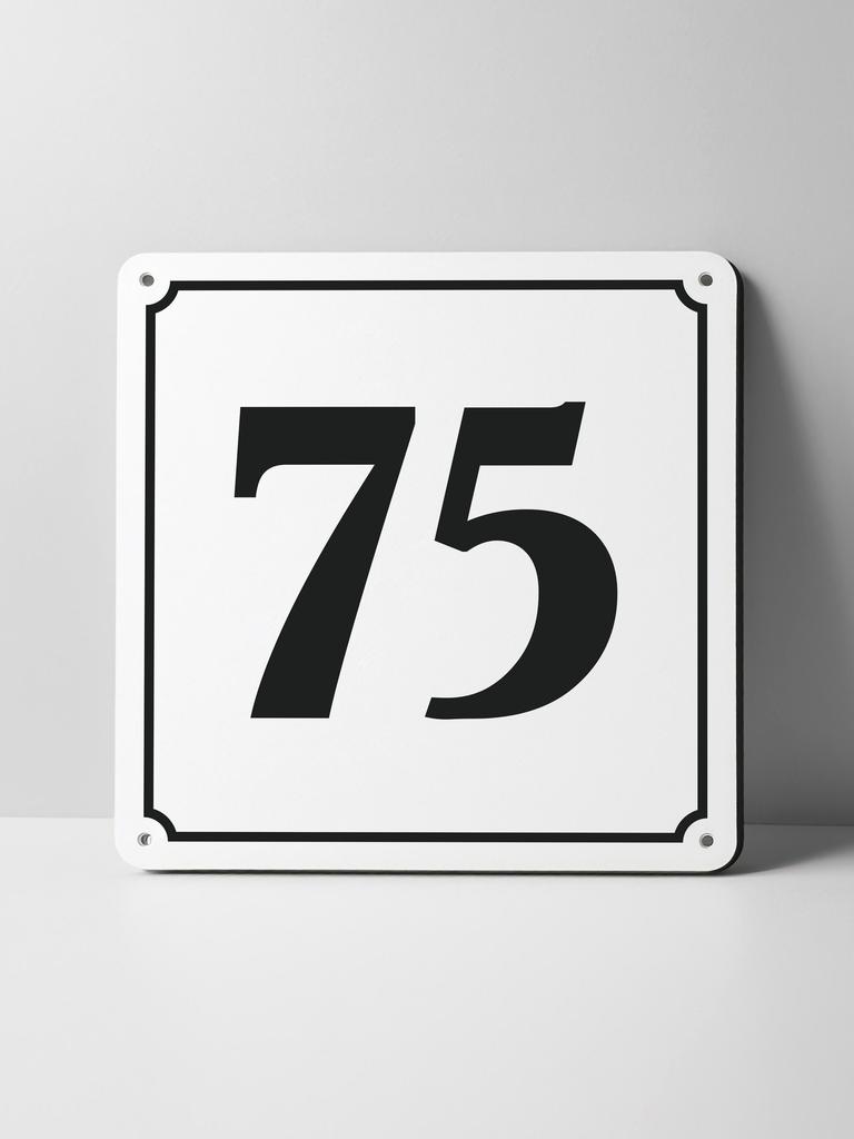Metal Sign Black House Number On White Background Outdoor Wall Art Decor