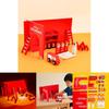 Wooden Fire Scene Construction Building Block Toys Play Set For Parent Child Interaction