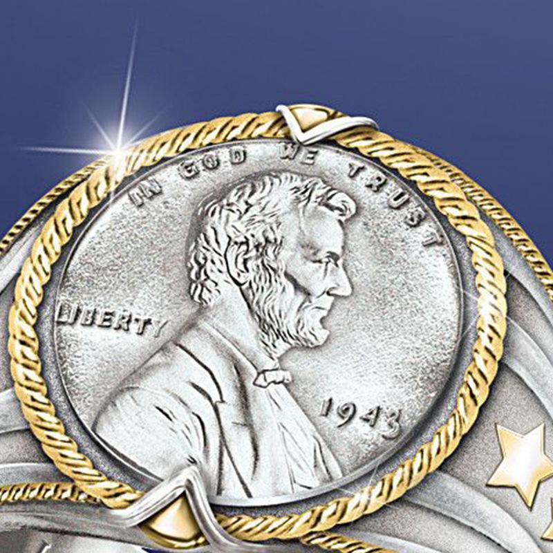 Retro Huvud Mynt Galvaniserad Tvåfärgad Ring Europeisk och Amerikansk Populär Herr Hand Smycke