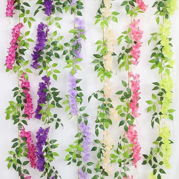 Wisteria Artificial Flowers For Garden Decor With Durable Plastic Vine For Indoor And Outdoor Use