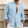 Men's Checkered Chest Pocket Lapel Long Sleeved Shirt