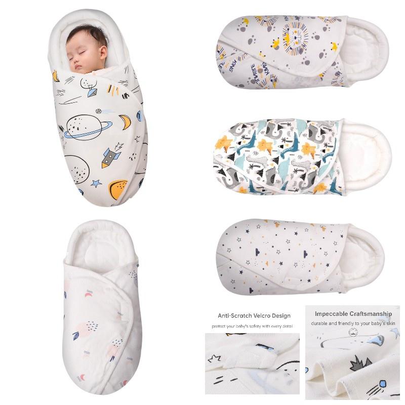 Babyschlafsack aus reiner Baumwolle mit Kopf- und Nackenschutz für Neugeborene, Dinosaurier-Print