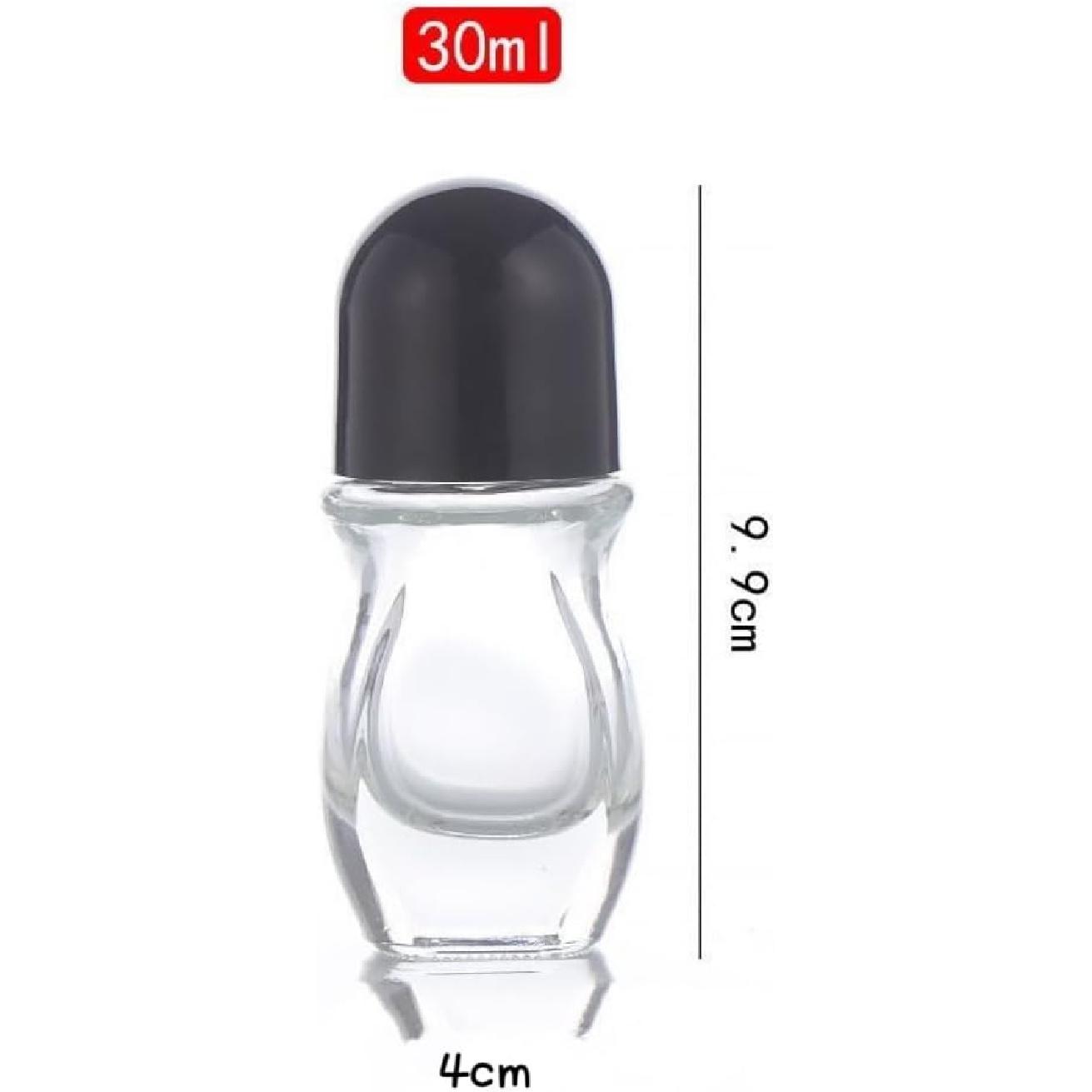 2Pcs 30ml Transparent Glass Essential Oil Roller Bottles Refillable Roll on Bottles Empty Deodorant Bottle Containers Rollerball Bottles Beauty and