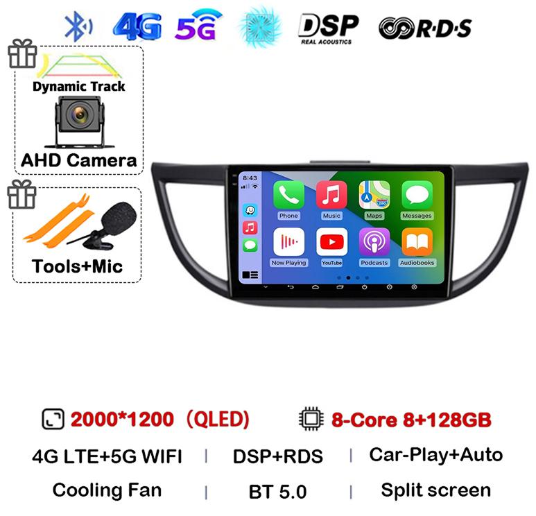Android 14 Carplay For Honda CRV CR-V 2011 2015 2016 2017 2018 Car Radio Multimedia Video Player Navigation GPS Head Unit Stereo