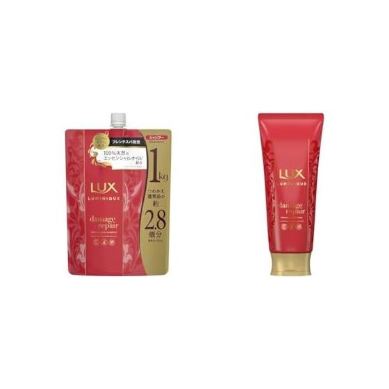 [Set Purchase] [Large Capacity] Lux Luminique Damage Repair Shampoo Refill 1kg Red Non-Silicone + (Lux) Luminique Damage Repair Mask (Rinse