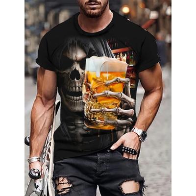 Trendy 3D Skull Printed T Shirt Man Luxury T-Shirt Summer Short Sleeve Clothing Punk Men's T-Shirts Round Neck Tops Men Clothes