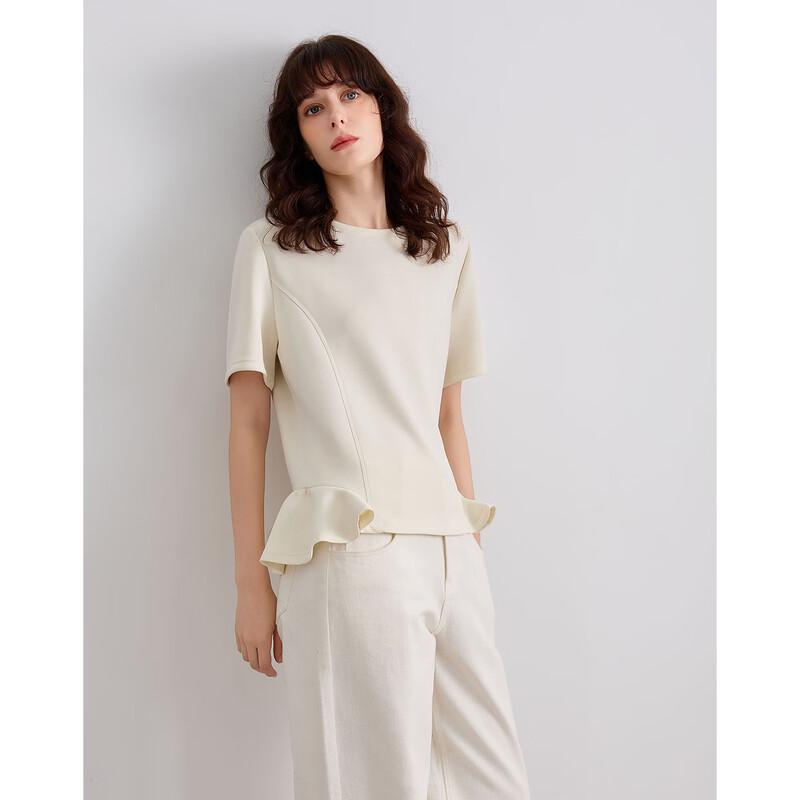 DeMana Urban Casual Ruffle Hem T-Shirt S