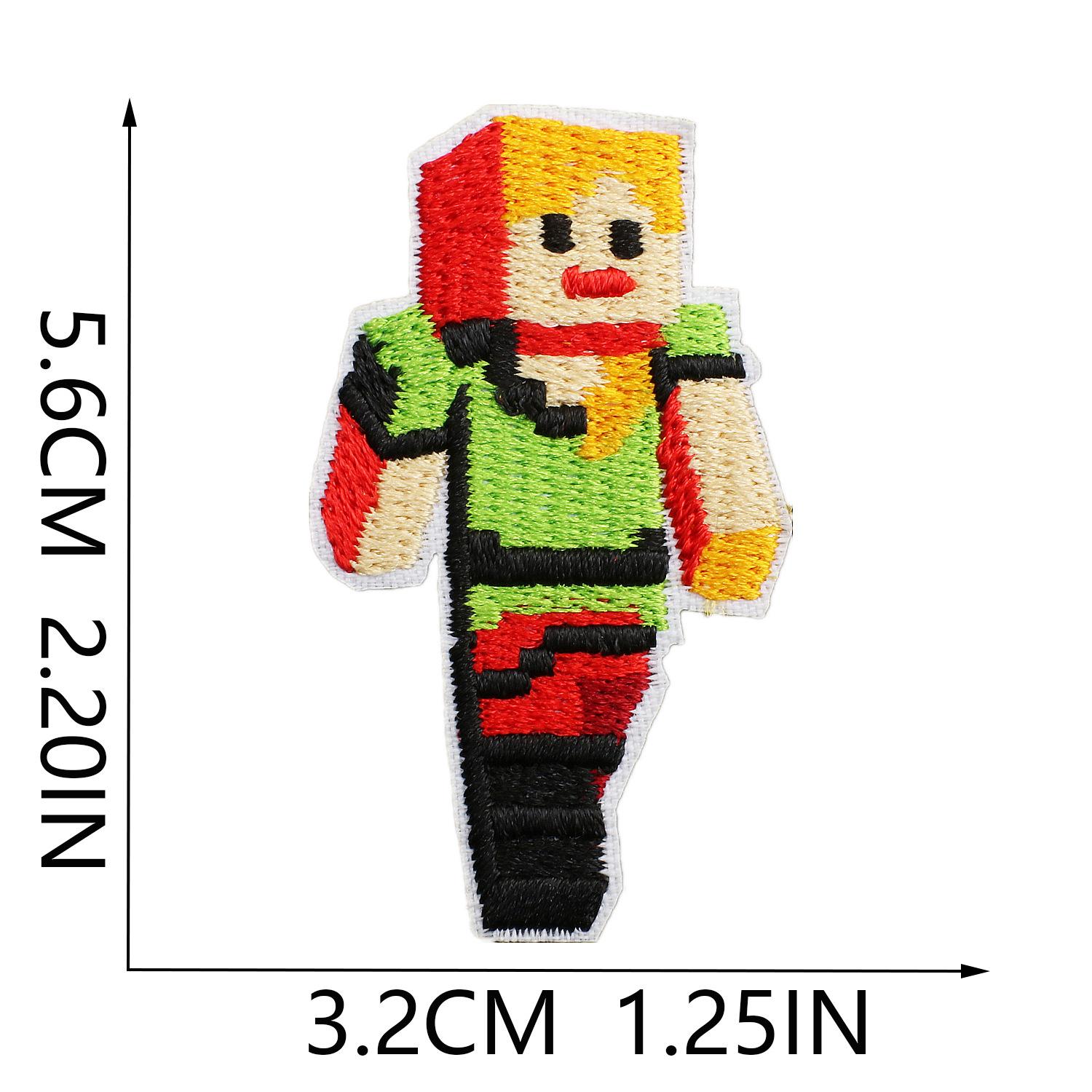 

Minecraft Game Character Embroidery Cloth Sticker Clothes Decoration Patch Sticker Mosaic Marvel Embroidery Sticker Heat Transfer No. 9_3 pieces