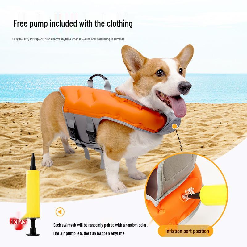 Summer Dog Swimsuit & Portable Life Jacket with Air Pump