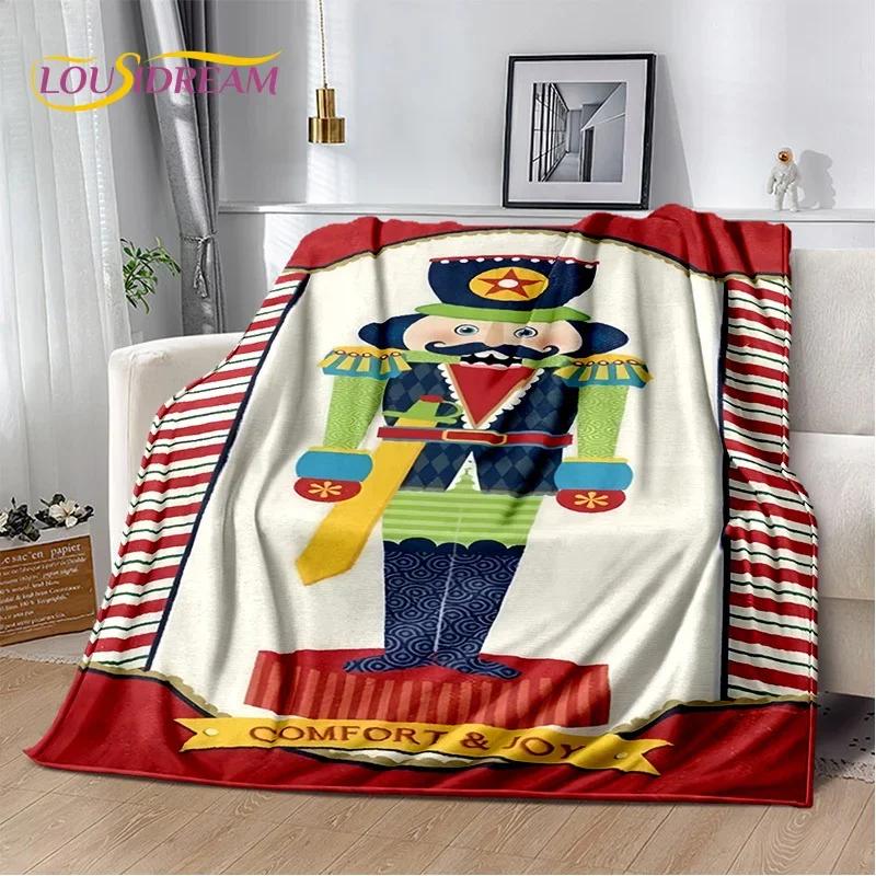 Christmas Tree New Year Nutcracker Cartoon Fairy Tales Blanket,Soft Throw Blanket for Home Bedroom Bed Sofa Cover Child Gift