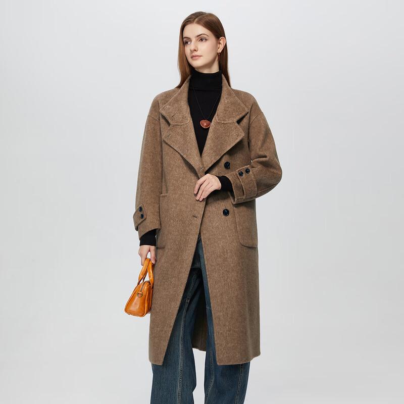 Shetu Women's Winter Mid-Length Double-Faced Wool Coat