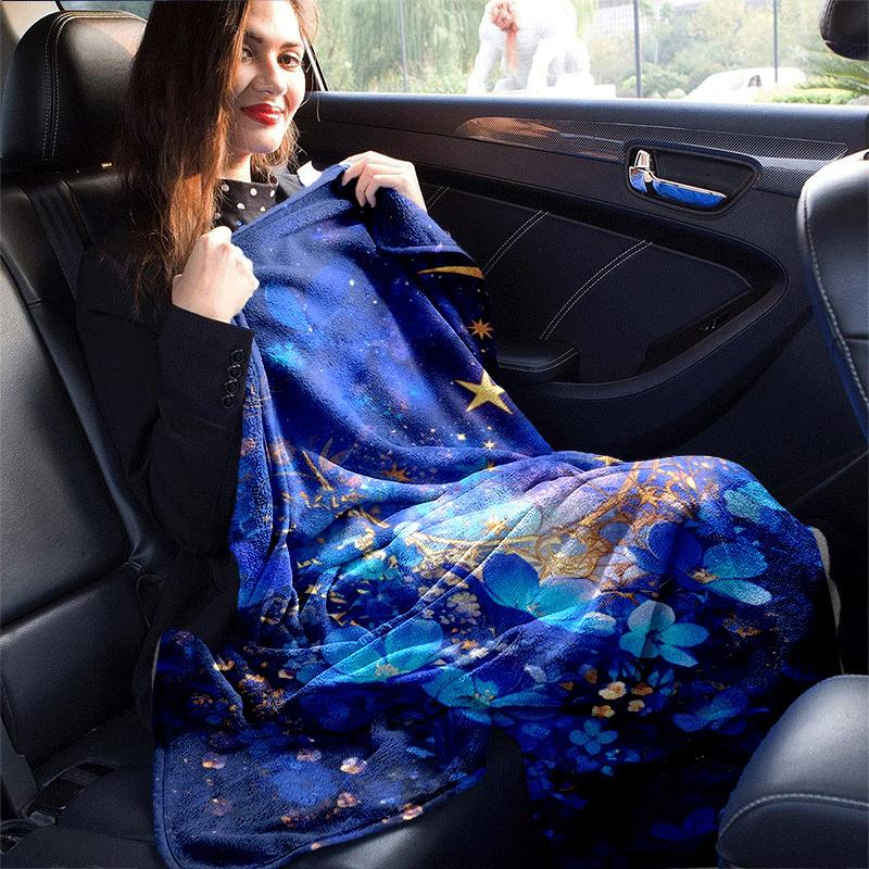 1pc Moon Printing Lightweight Flannel Blanket, Comfortable and Warm Blanket, for Camping Sofa Bed and Couch Office, in All Seasons