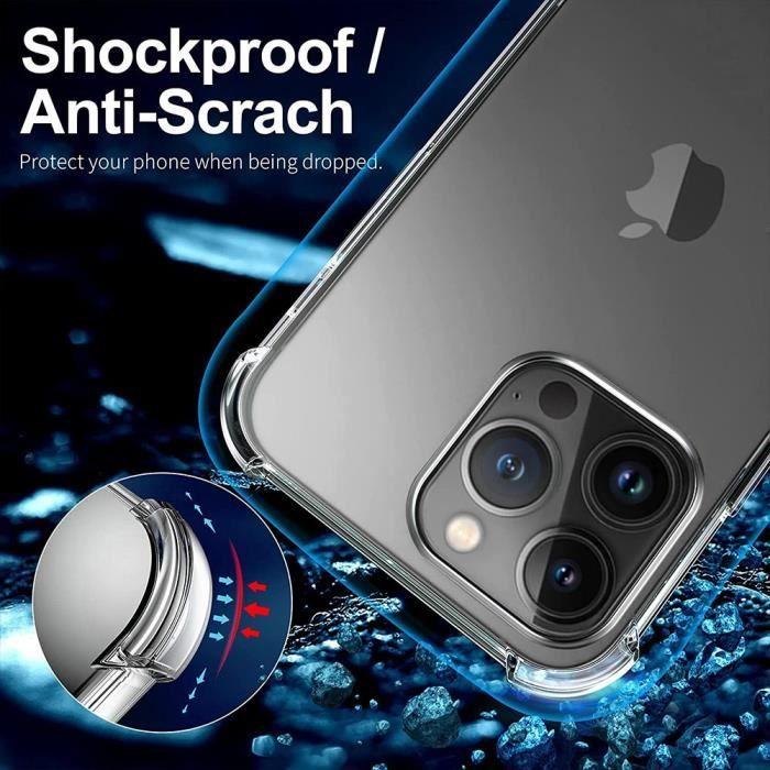 Coque pour iPhone 14 Pro Max - Silicone - Antichoc - Transparent - 2 Verres Trempés Inclus