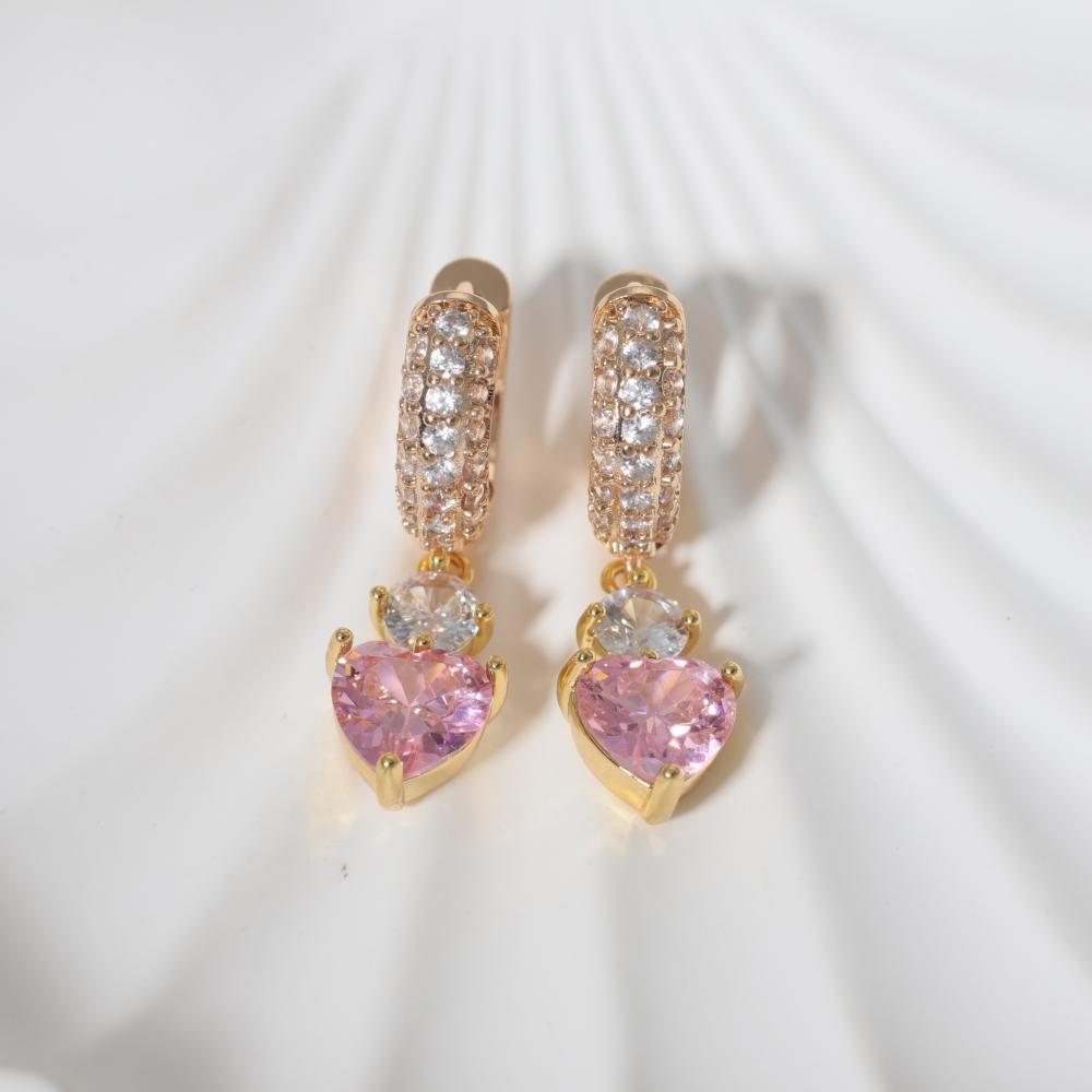 1 Paar Mode Herzform Hängeohrringe für Damen Zirkonia Ohrring Schmuck Hochzeitsparty Zubehör