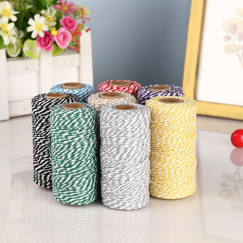 2mm 100M Macrame Rope Bicolor Cotton Twisted Cord Hand Craft String DIY ...
