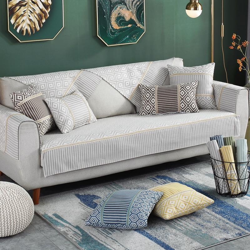 Poduszka na sofę, uniwersalna tkaninowa poduszka na siedzisko na wszystkie pory roku, prosty nowoczesny antypoślizgowy pokrowiec na sofę, pokrowiec na sofę, ręcznik na podłokietnik all-inclusive