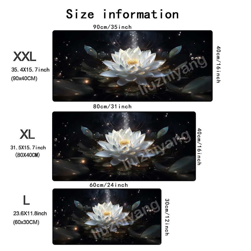 1 Pc Glowing Lotus Mouse Pad Large Computer Office Game Table Mat Xxl Rubber Nonslip Stitched Edge Keyboard Mats Long Desk Pads