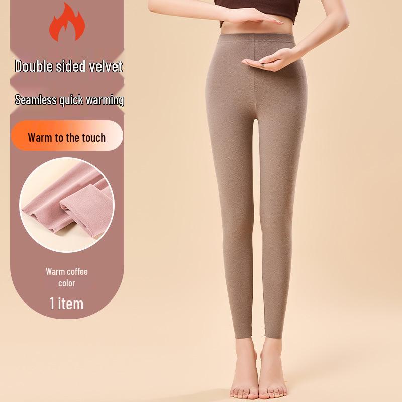 Velvet Autumn Women's Low Waist Double-Sided Brushed Warm Leggings
