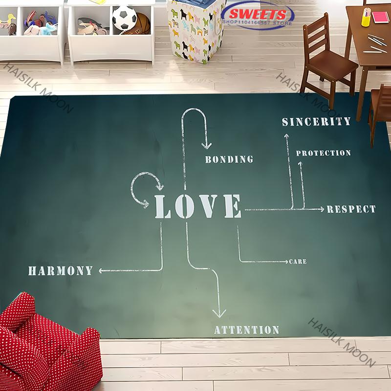 17 Styles Artistic Love Theme Printed Carpet Living Room Bedroom Sofa Office Large Area Decorative Mat Kids Play Rugs Warm Gift