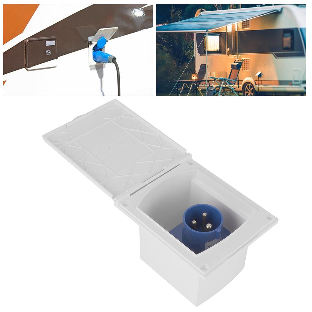 16A ‑240V Waterproof Power Outlet External 3Pin Flush Female Socket Plug for RV Motorhome Trailer Caravan