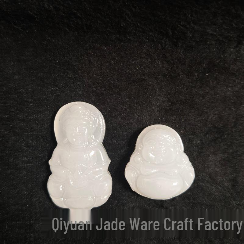 Унисекс афганский белый нефритовый кулон-украшение Будда Гуаньинь Guanyin Pendant