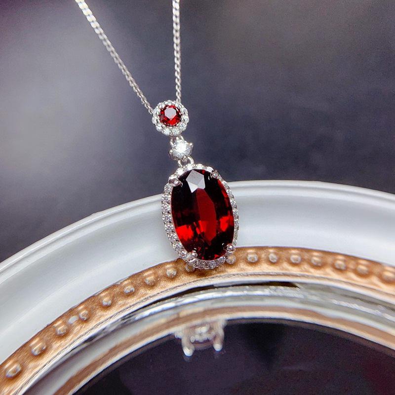 Luxury Simulated Ruby & Diamond Pendant Necklace - Trendy Clavicle Chain for Women