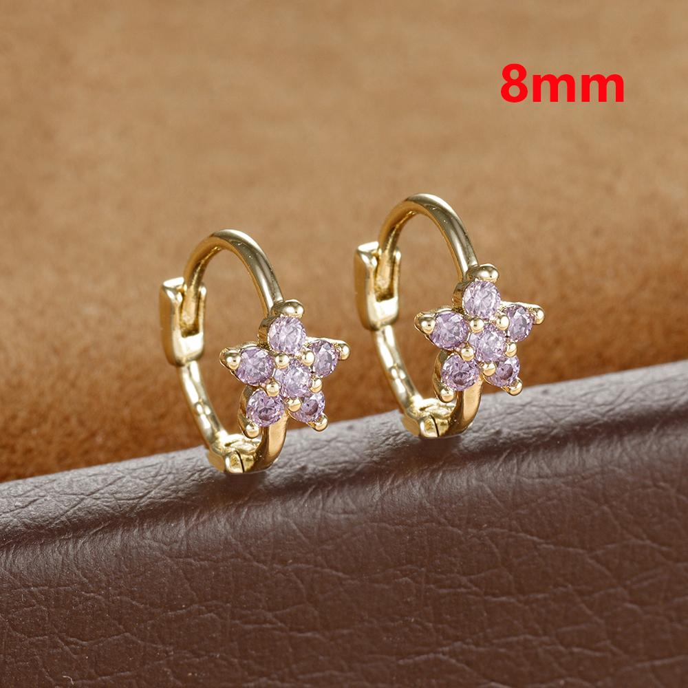 2 Stück Huggies Creolen für Damen Einfach Edelstahl Kleiner Kristall Zirkonia Knorpel Blume Ohrringe Piercing Schmuck