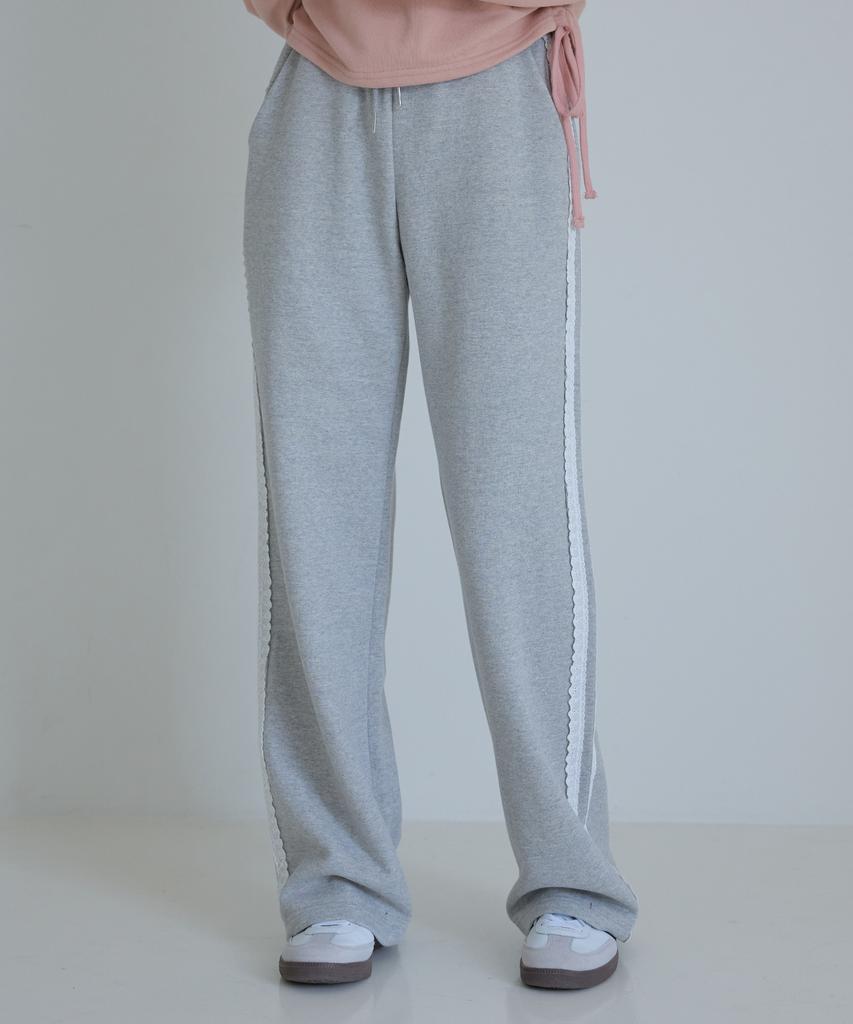 AWESOME STUDIO Lace-Detailed Sweatpants Melange Grey