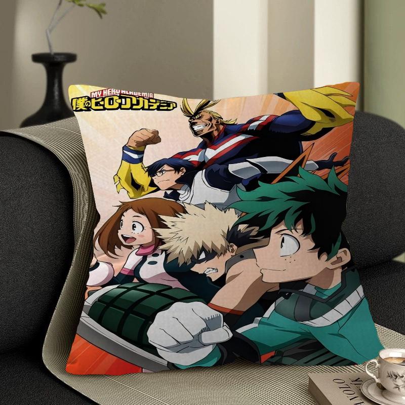 My Hero Academia Pillow Covers Cartoon Sofa Decorative Home Double-sided Printing Short Plush Cute Cushion Cover
