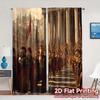 2pcs, 2D FLAT PRINTING Curtains (Without Rod) RomanLegions Chic Contemporary Curtains Polyester Easy Install Curtains