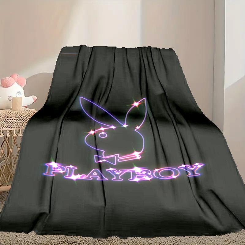 1 Stück PlayBoy Decke, Heimbedruckte Überwurfdecke - Weiche Decke Geschenk für Familie, Waschbare Sofa-Bett-Decke