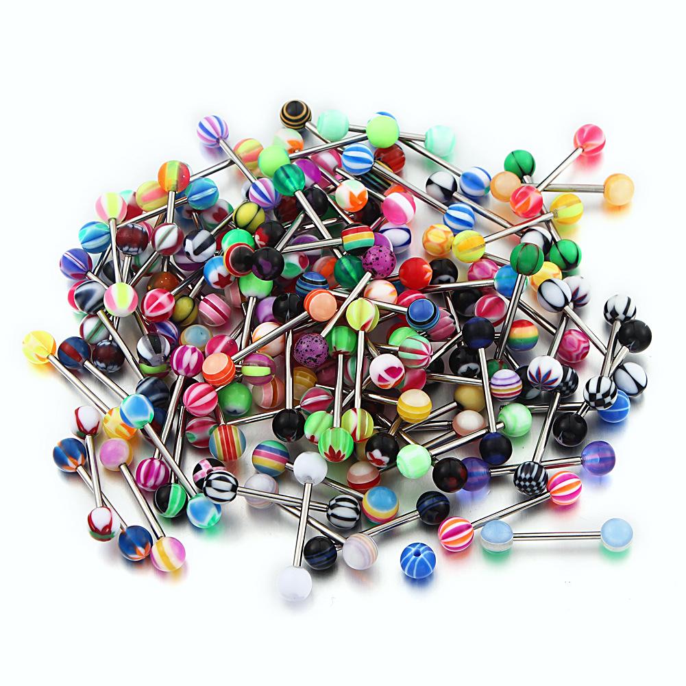 Multicolor Candy Tongue Ring Assortment - Body Piercing Jewelry Collection