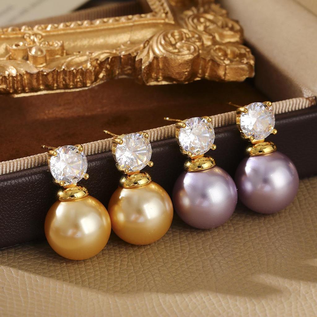 French Zircon Pearl Earrings: Elegant S925 Silver Needle Studs for a Luxurious, Versatile Look.