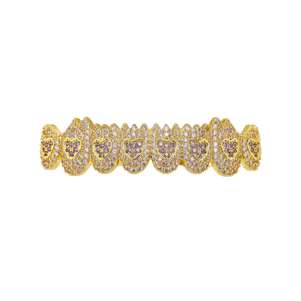 Christmas Explosions Big Color Treasure Zircon Gold-plated Braces for Fashion Hip Hop Personalized Rap Teeth