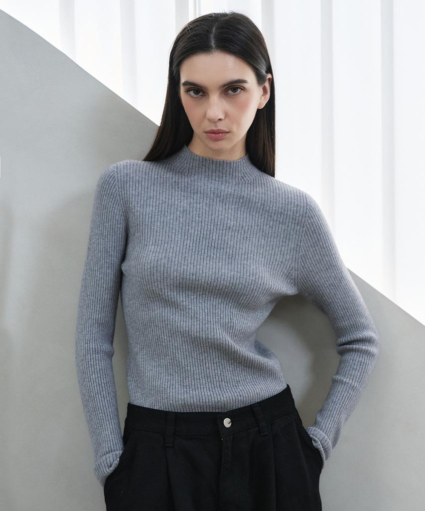 PLUNASTUDIO Ribbed Half Turtleneck Knit_4 Colors