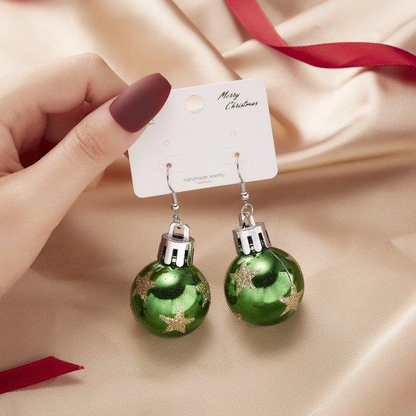 1 Pair of Fashion Christmas New Year Earrings Creative Sequin Snowflake Resin Star Light Ball Christmas Ear Hook Earrings Festive Elegant Earrings