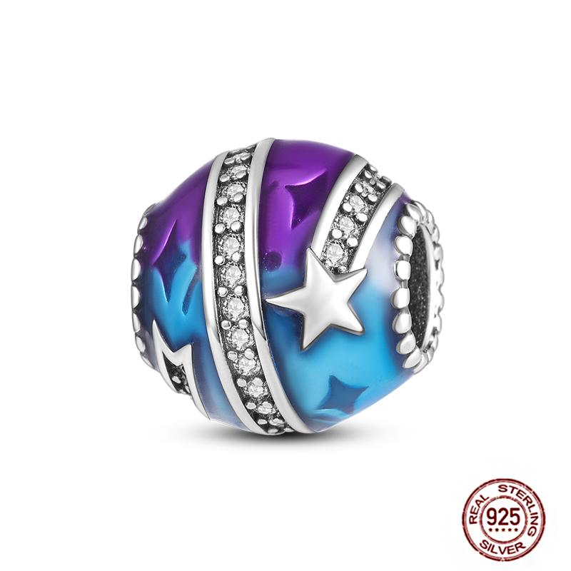 Round Clip Charms Plata Shining Moon Star Char Copper Spacer Clasp Fit Original Bracelet Glow Safety Chain Beads Diy Jewelry